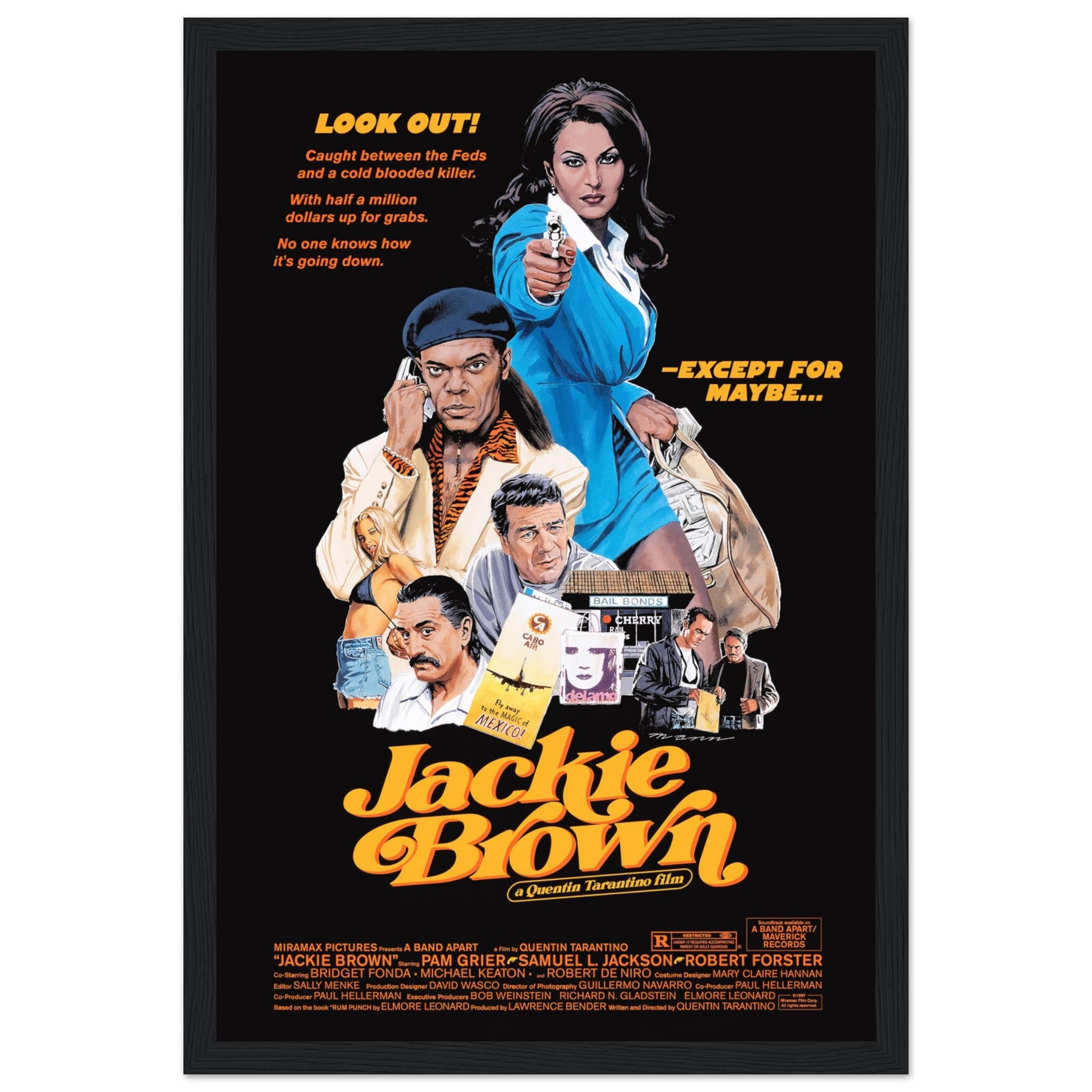 Own a piece of cinematic history with this Jackie Brown movie poster, featuring classic artwork from Quentin Tarantino’s 1997 neo-noir crime film. This high-quality print is perfect for movie buffs, Tarantino fans, and collectors of vintage film memorabilia. Whether displayed in a home theater, office, or living space, this Jackie Brown poster adds a stylish and bold touch to your decor. Order today and celebrate Tarantino’s masterpiece!