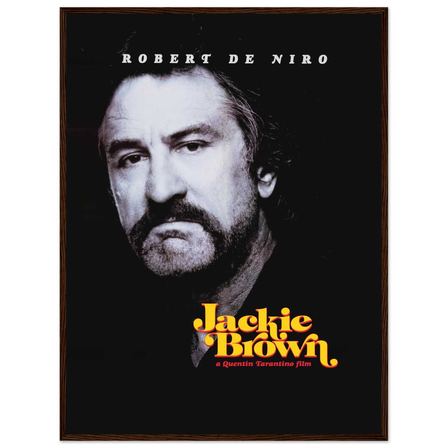 Poster of Jackie Brown featuring Robert De Niro as Louis Gara, a neo-noir tribute to Quentin Tarantino’s 1997 cult crime classic.