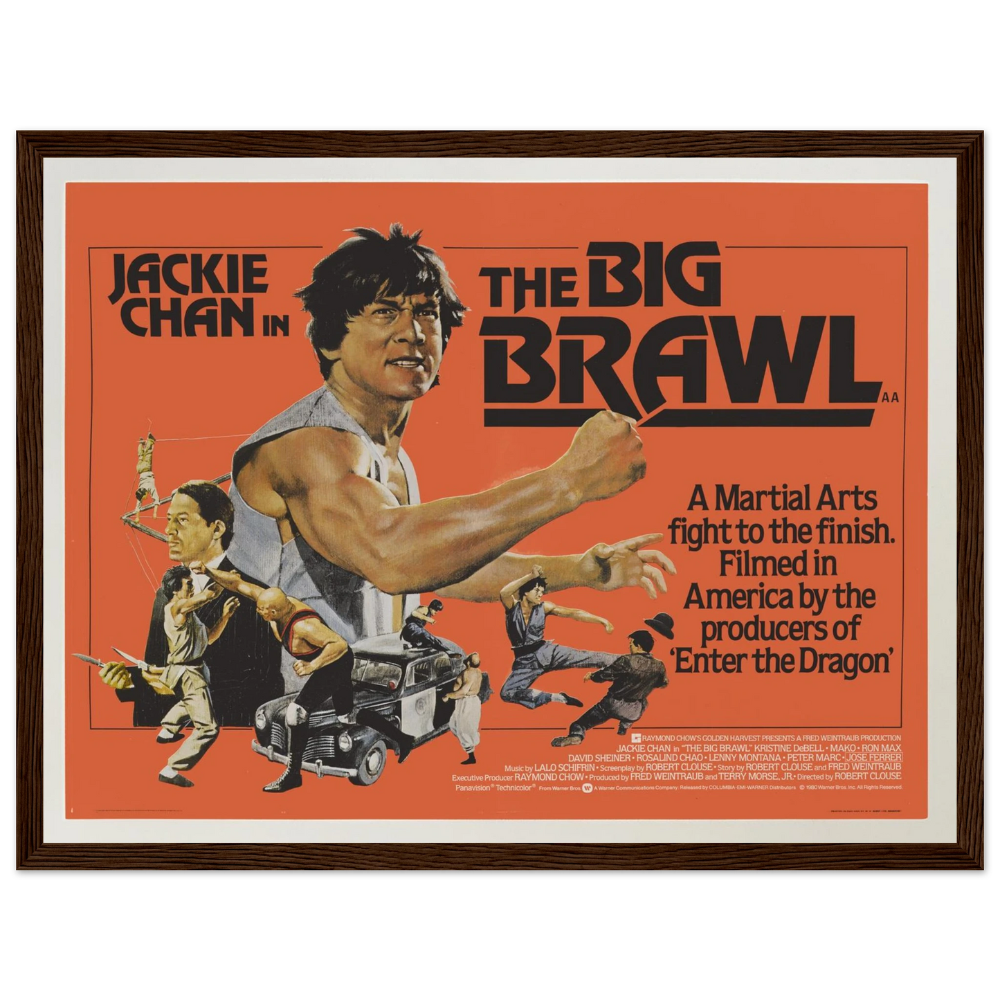 Retro movie art print of Jackie Chan: The Big Brawl, a vibrant collectible piece celebrating the golden age of 1980s kung fu cinema.