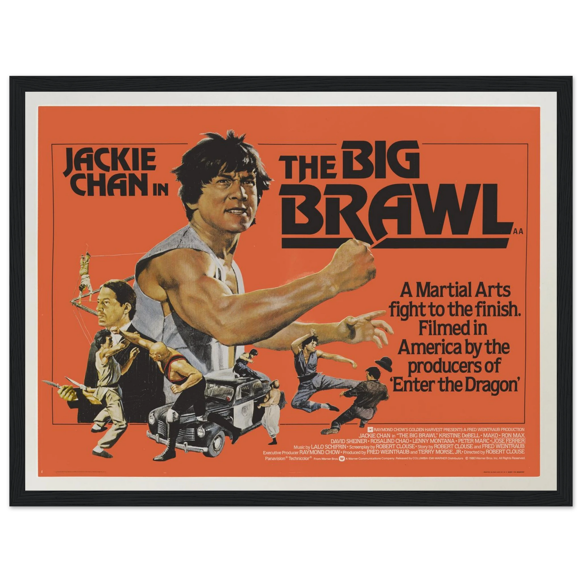 Step into the world of classic martial arts cinema with this vintage Jackie Chan movie poster from The Big Brawl, his first major U.S. film release. This poster showcases dynamic action artwork, capturing the spirit and charisma that made Jackie Chan a global star. With its bold colors, classic 1980s style, and retro cinematic energy, this poster is a must-have for collectors, martial arts fans, or anyone looking to add a punch of personality to their wall decor. Printed on high-quality stock, it's a true p