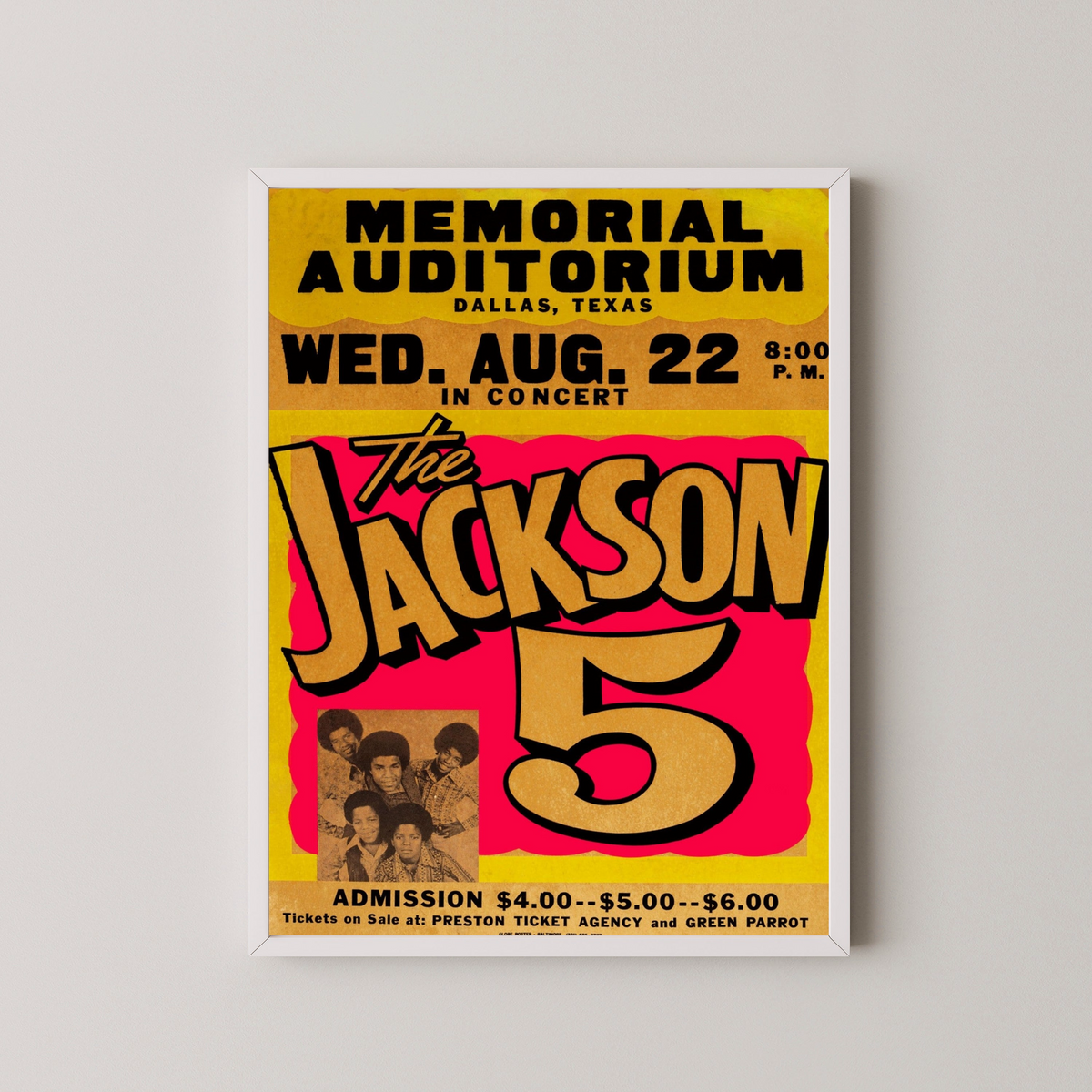 The Jackson 5 Concert Poster – Vintage Motown Art – white frame mockup