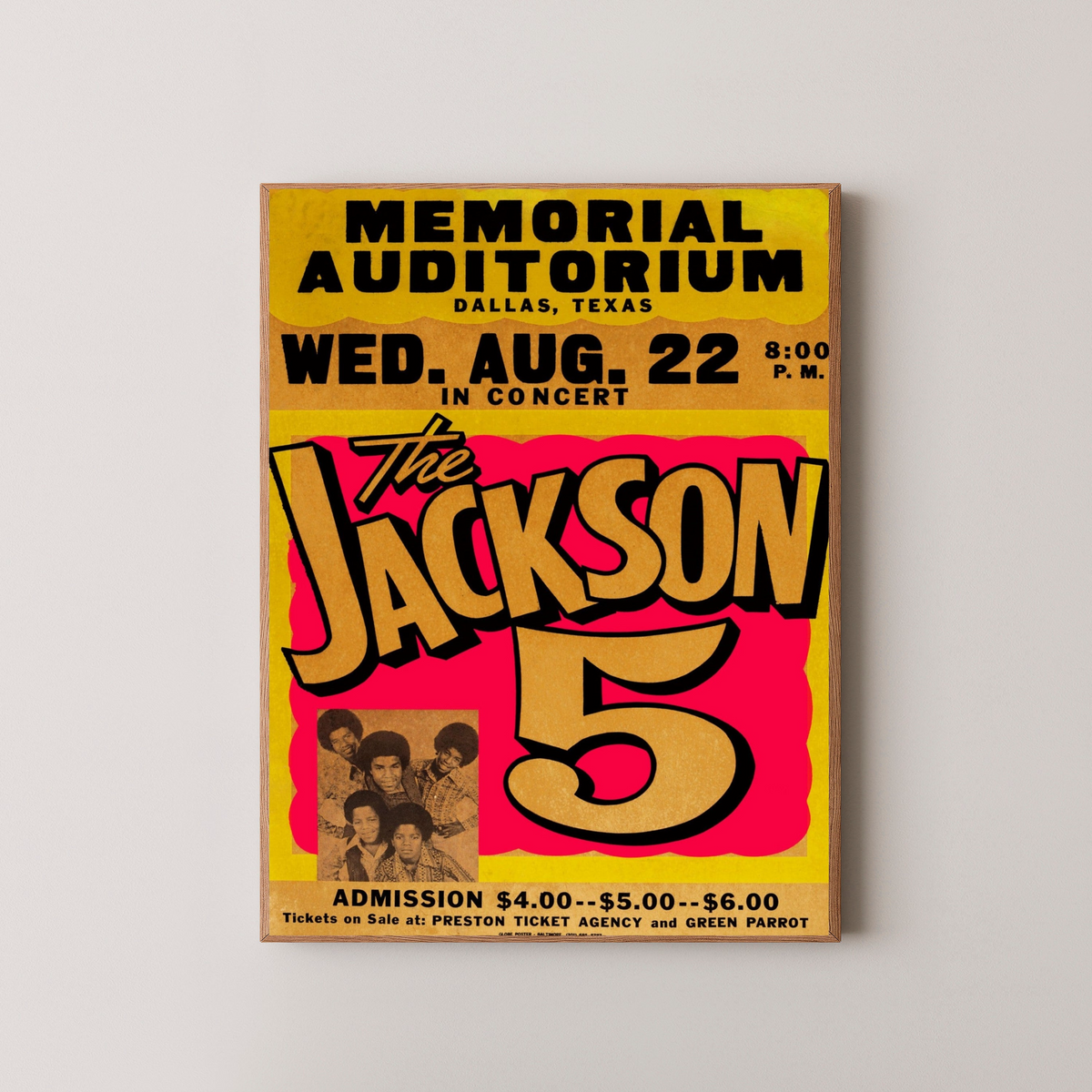 The Jackson 5 Concert Poster – Vintage Motown Art – wood frame mockup