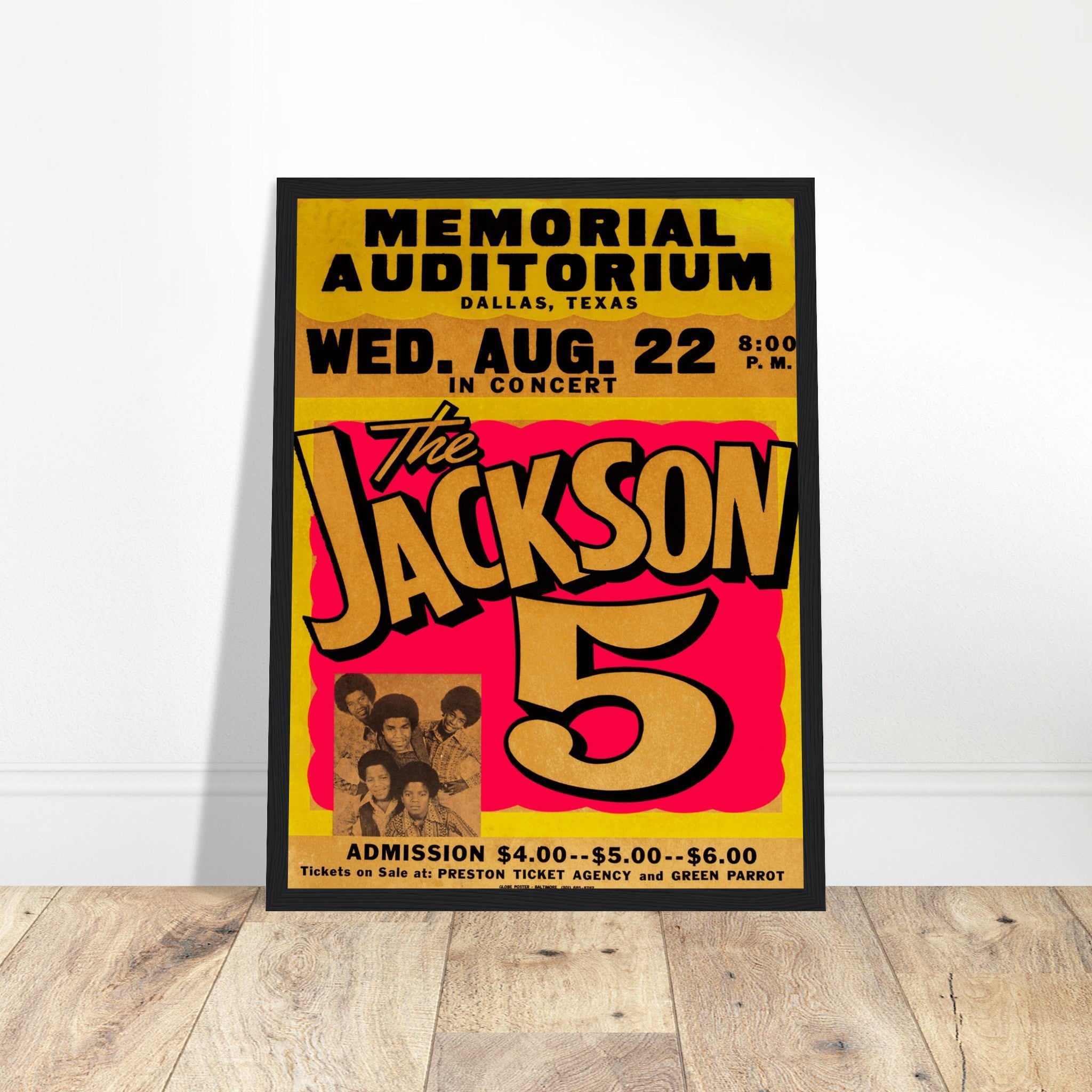Vintage Jackson 5 concert poster from Memorial Auditorium Dallas, Texas — classic Motown era music print featuring the Jackson brothers.