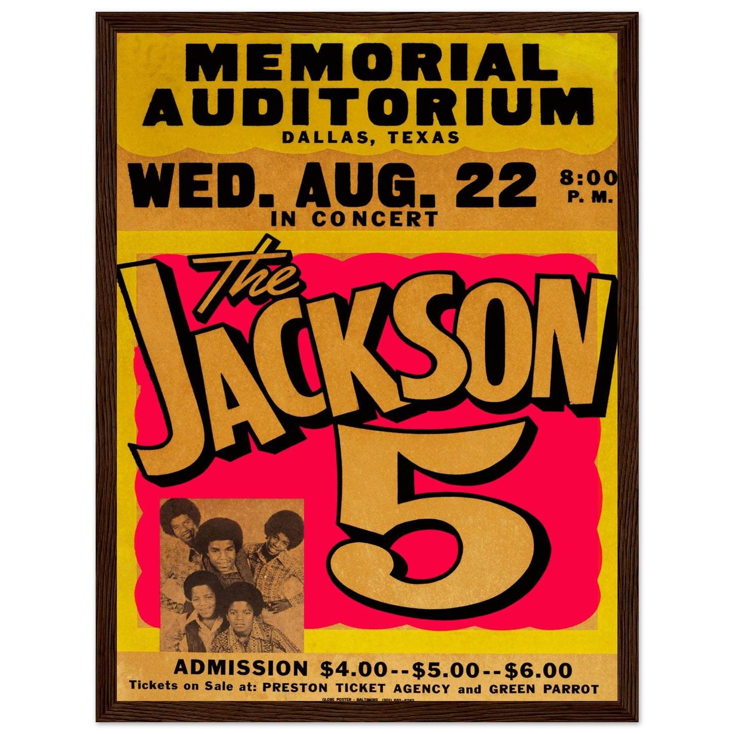 Retro Jackson Five poster for live concert at Memorial Auditorium — authentic vintage music art from the Motown golden age.
