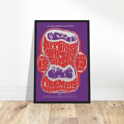 Vintage Jefferson Airplane and Grateful Dead Fillmore poster featuring psychedelic 1960s concert art — iconic rock wall decor.