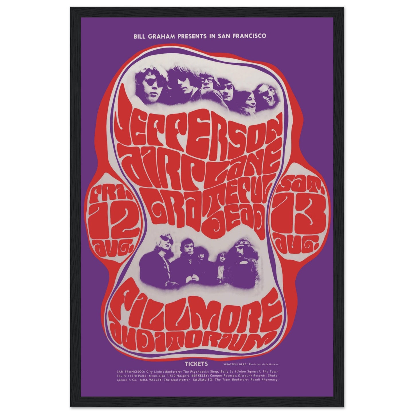 Iconic Jefferson Airplane psychedelic poster featuring vibrant 60s artwork. A must-have for classic rock fans, collectors, and vintage music lovers.
