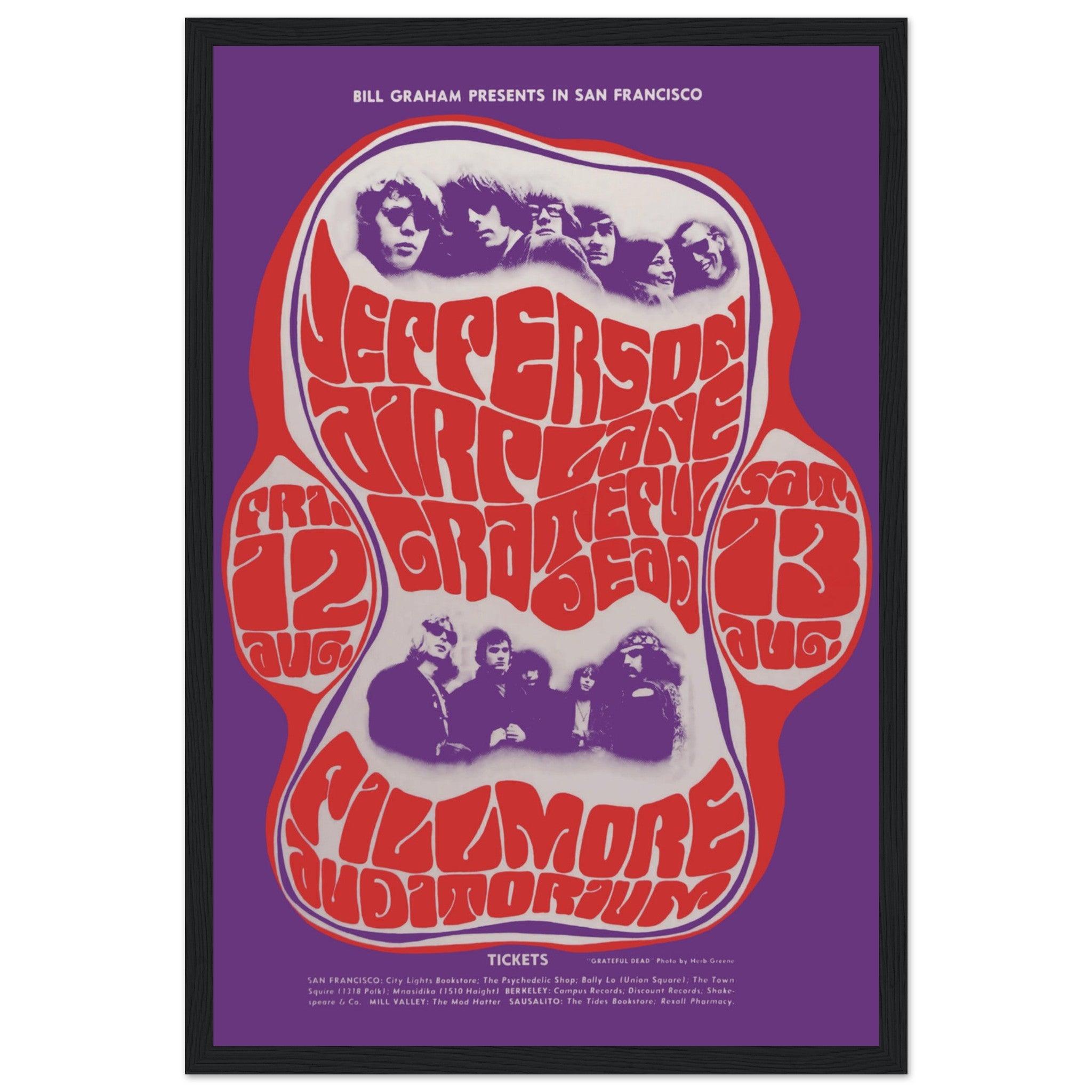 Iconic Jefferson Airplane psychedelic poster featuring vibrant 60s artwork. A must-have for classic rock fans, collectors, and vintage music lovers.