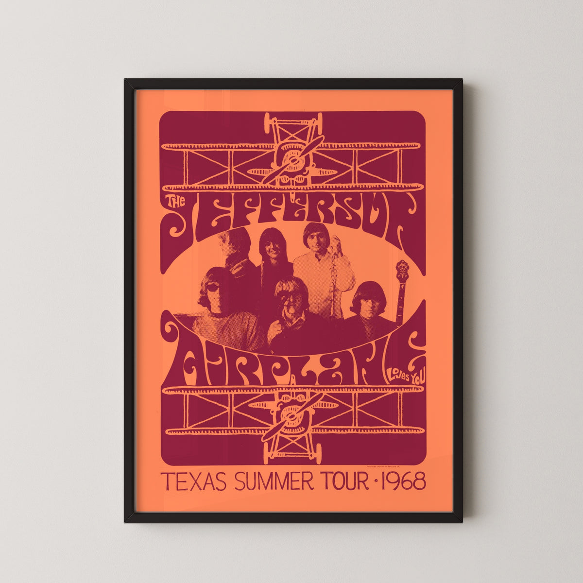 jefferson airplane vintage poster – black frame mockup
