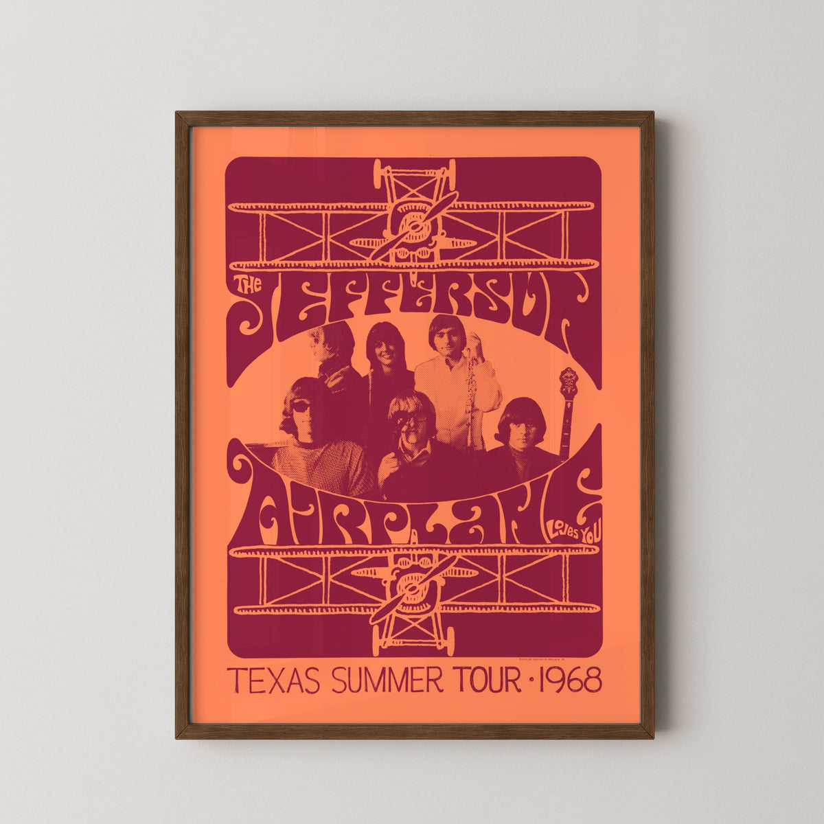 jefferson airplane vintage poster – darkwood frame mockup