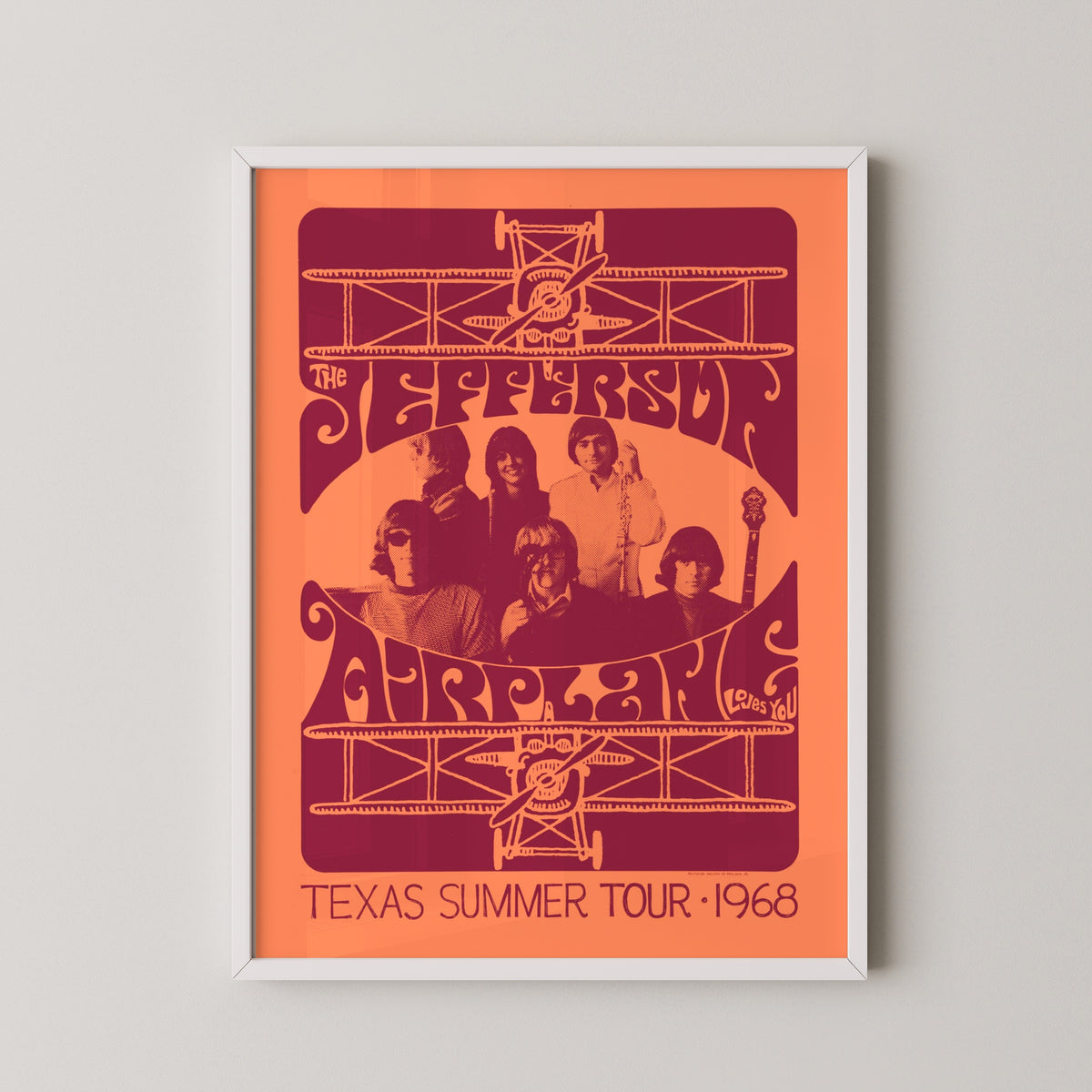 jefferson airplane vintage poster – white frame mockup