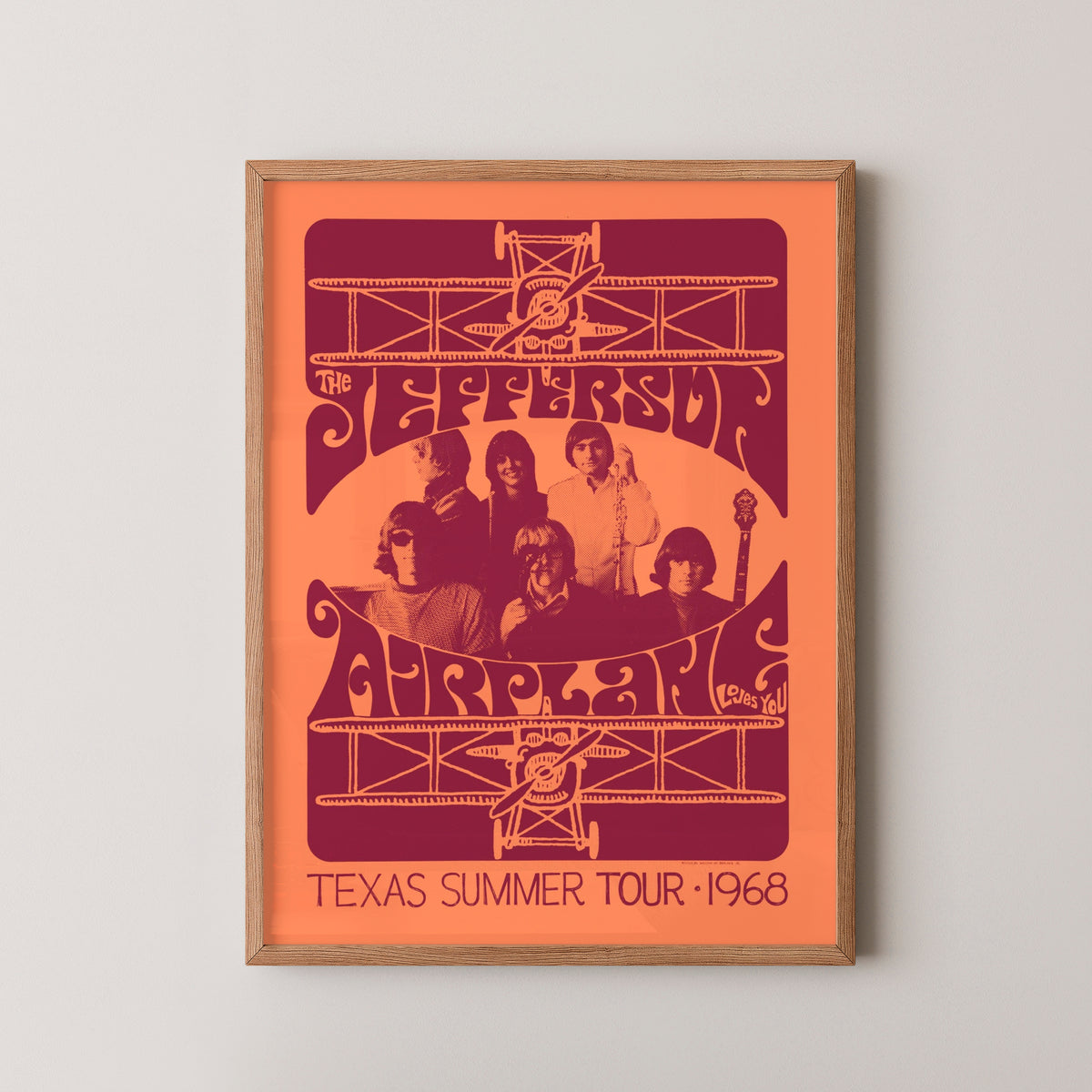 jefferson airplane vintage poster – wood frame mockup