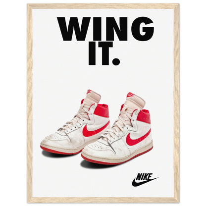 Retro basketball poster of the Nike Air Jordan 1, combining vintage sports design with streetwear culture appeal.