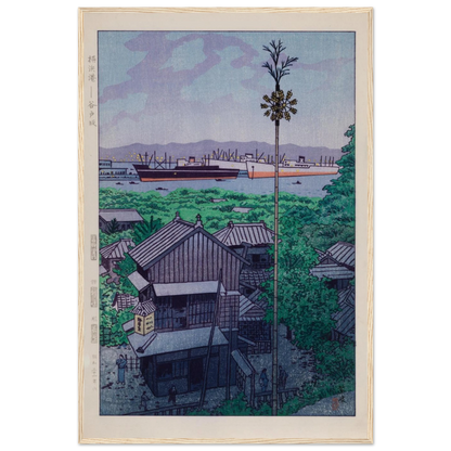 High-quality reproduction of a 1950s woodblock print by Kasamatsu Shirō, a Shin-Hanga master known for serene landscapes and refined color work.