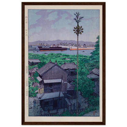 Fine-art reproduction of Kasamatsu Shirō’s 1950s Japanese woodblock print, ideal wall decor for collectors and lovers of traditional craftsmanship.