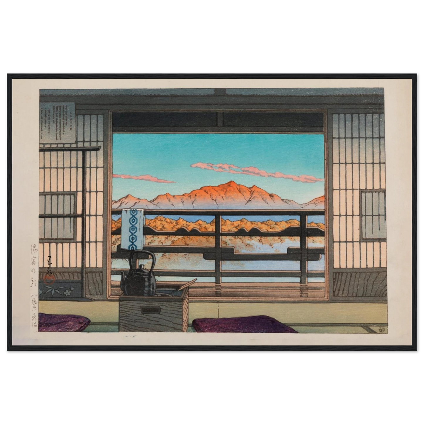 Japanese art decor print Morning at the Arayu Baths by Hasui, perfect wall art for serene interiors and lovers of traditional culture.