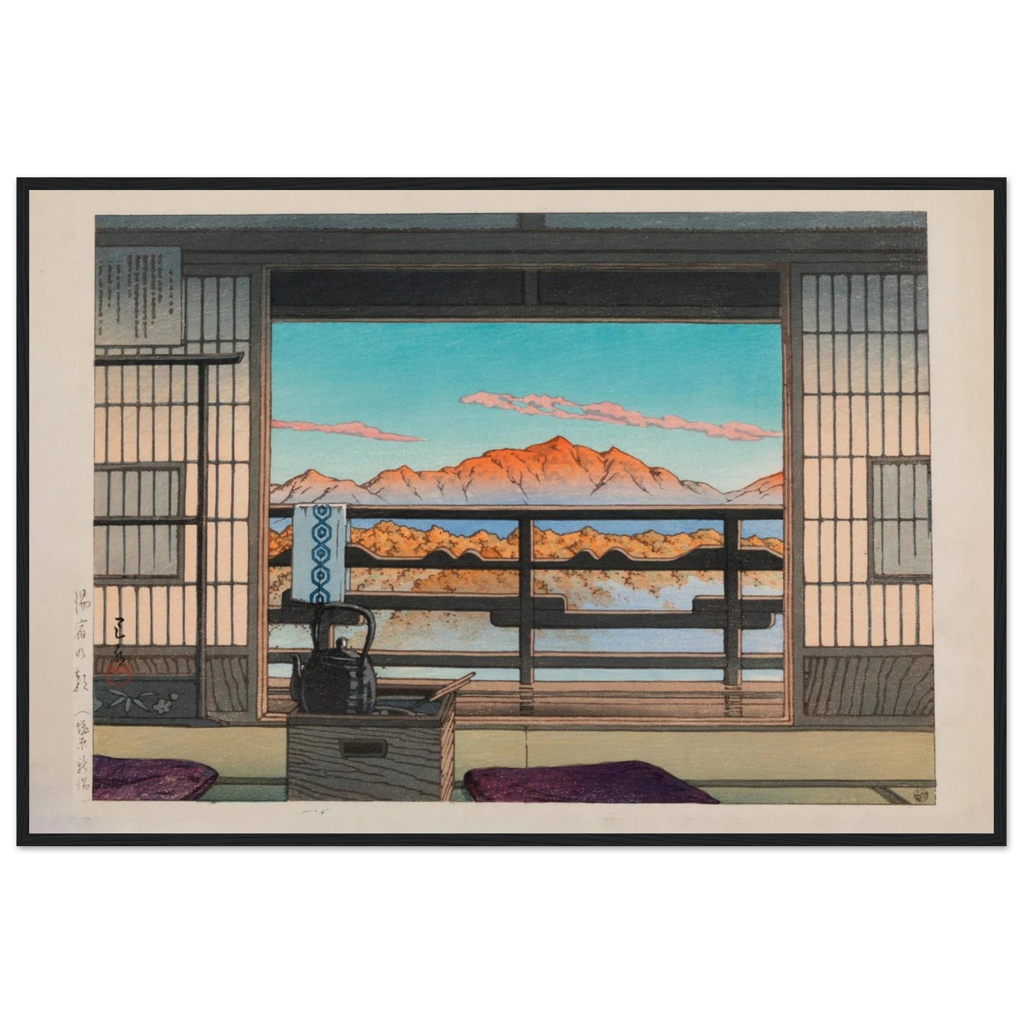 Japanese art decor print Morning at the Arayu Baths by Hasui, perfect wall art for serene interiors and lovers of traditional culture.