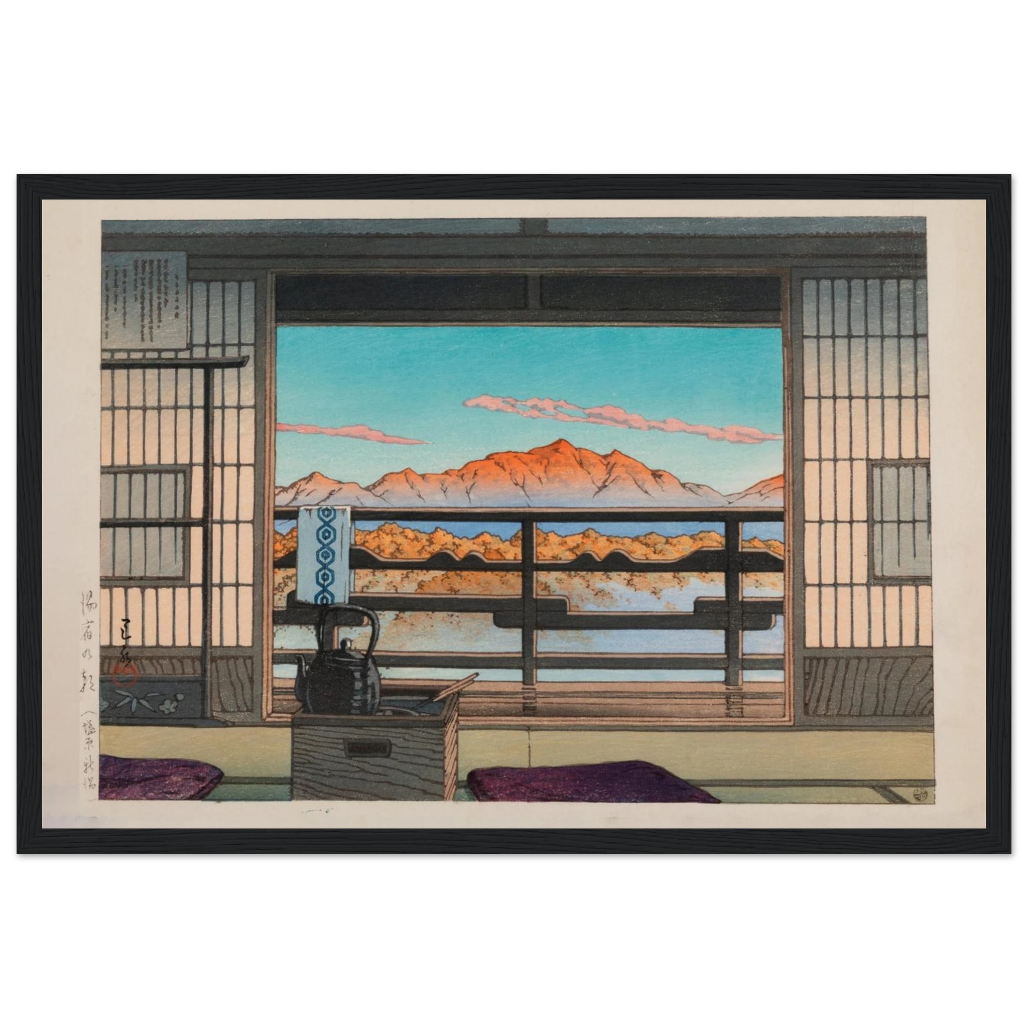 This high-quality reproduction poster of Morning at the Arayu Baths by Kawase Hasui (1883–1957) captures the quiet charm of everyday life in early 20th-century Japan. A master of the Shin-Hanga movement, Hasui is known for his atmospheric landscapes and poetic use of light, and this print is no exception. The scene evokes a tranquil morning near the famous Arayu hot springs, rendered in soft tones and elegant composition. A perfect piece for Japanese art collectors, lovers of traditional culture, or those c