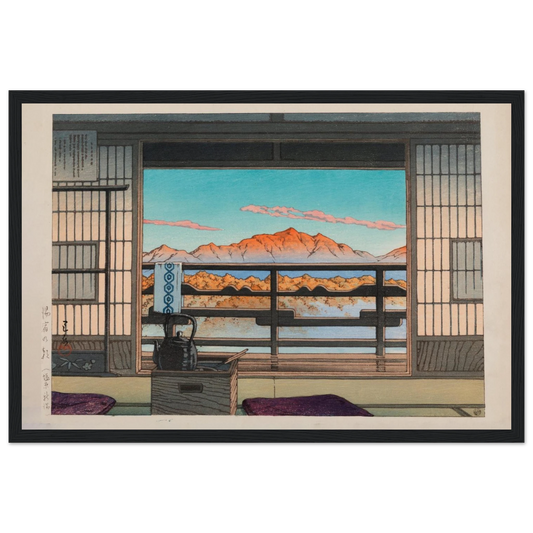 This high-quality reproduction poster of Morning at the Arayu Baths by Kawase Hasui (1883–1957) captures the quiet charm of everyday life in early 20th-century Japan. A master of the Shin-Hanga movement, Hasui is known for his atmospheric landscapes and poetic use of light, and this print is no exception. The scene evokes a tranquil morning near the famous Arayu hot springs, rendered in soft tones and elegant composition. A perfect piece for Japanese art collectors, lovers of traditional culture, or those c