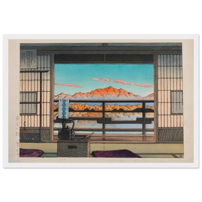 Woodblock art reproduction of Morning at the Arayu Baths (c. early 20th century) by Kawase Hasui, master of poetic modern Japanese prints.