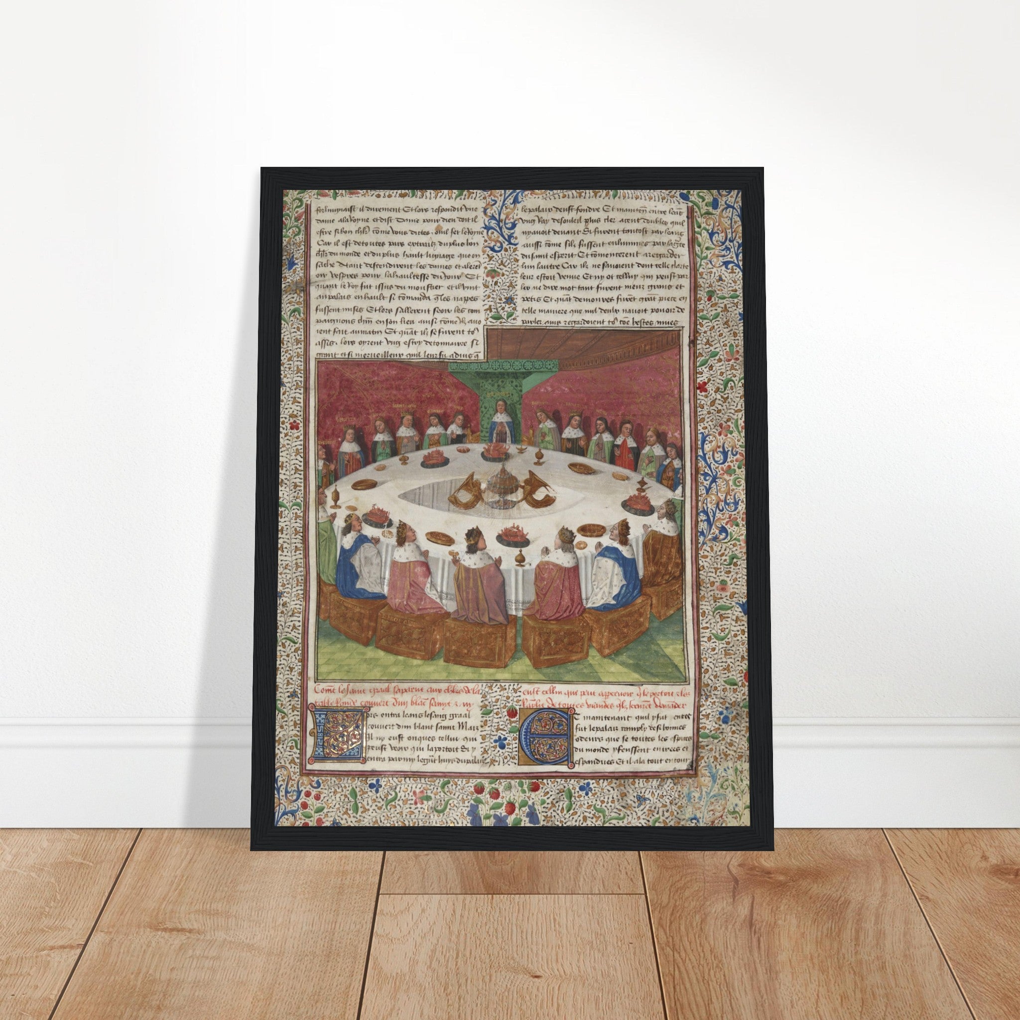 Stunning King Arthur’s Knights poster, inspired by medieval codex illustrations. Perfect for history lovers & vintage art collectors. Shop now!