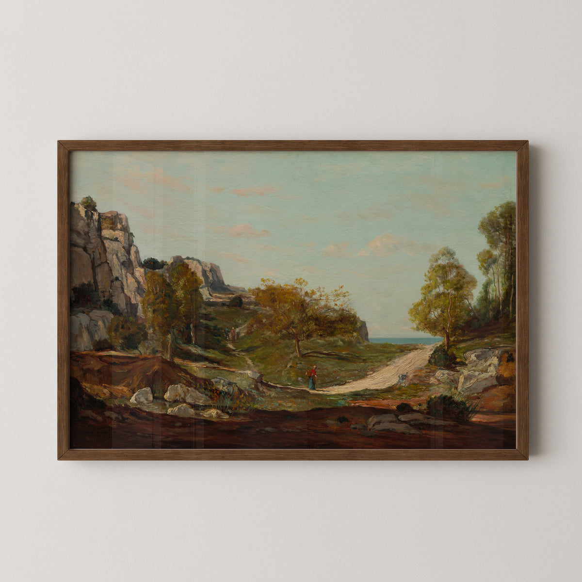 Landscape at Saint-André, Near Marseilles by Paul Guigou, art print in a dark wood frame