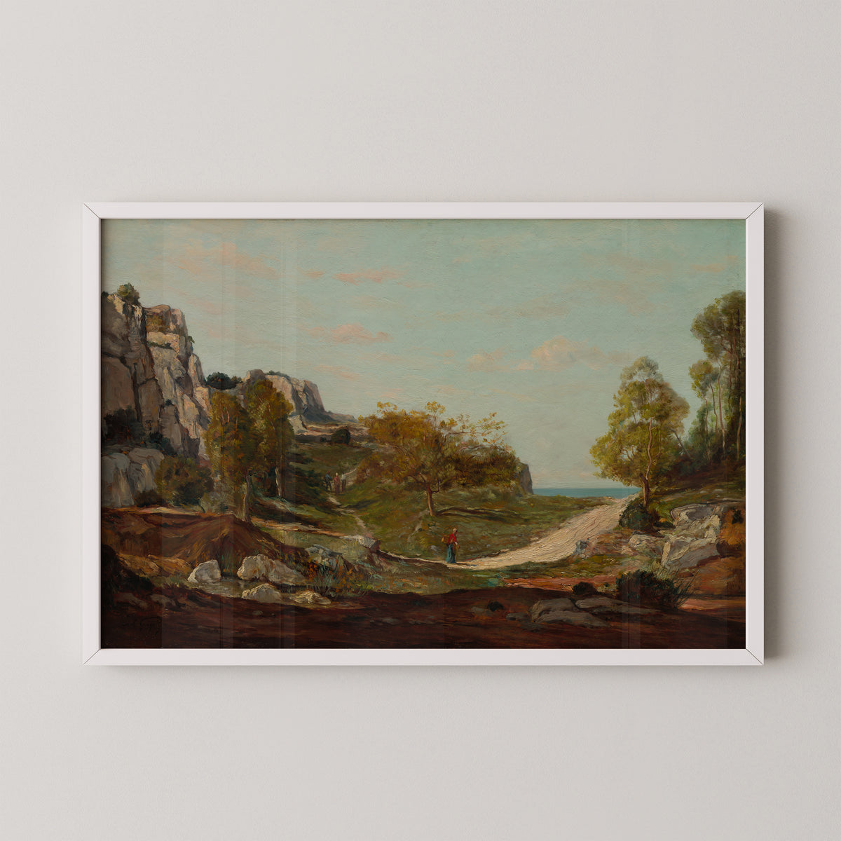 Landscape at Saint-André, Near Marseilles by Paul Guigou, art print in a white frame