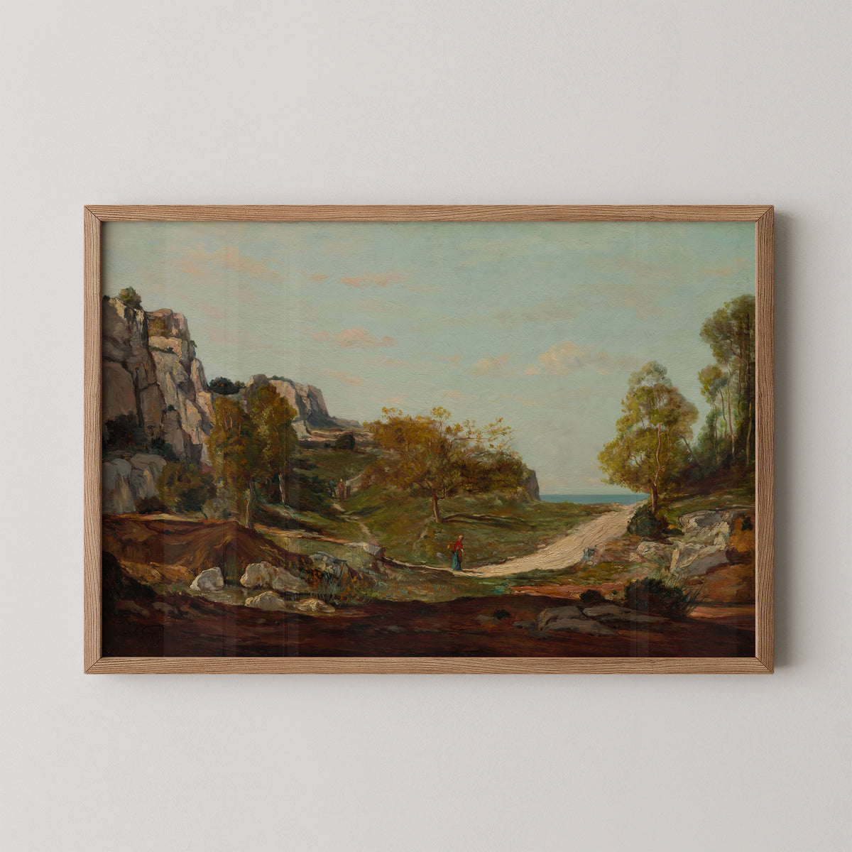 Landscape at Saint-André, Near Marseilles by Paul Guigou, art print in a natural wood frame