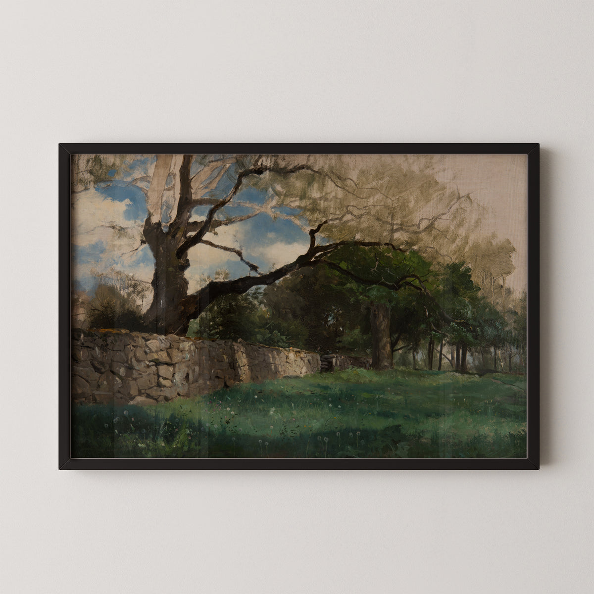 Landscape at Torsebro, near Kristianstad by Gustaf Rydberg, art print in a black frame