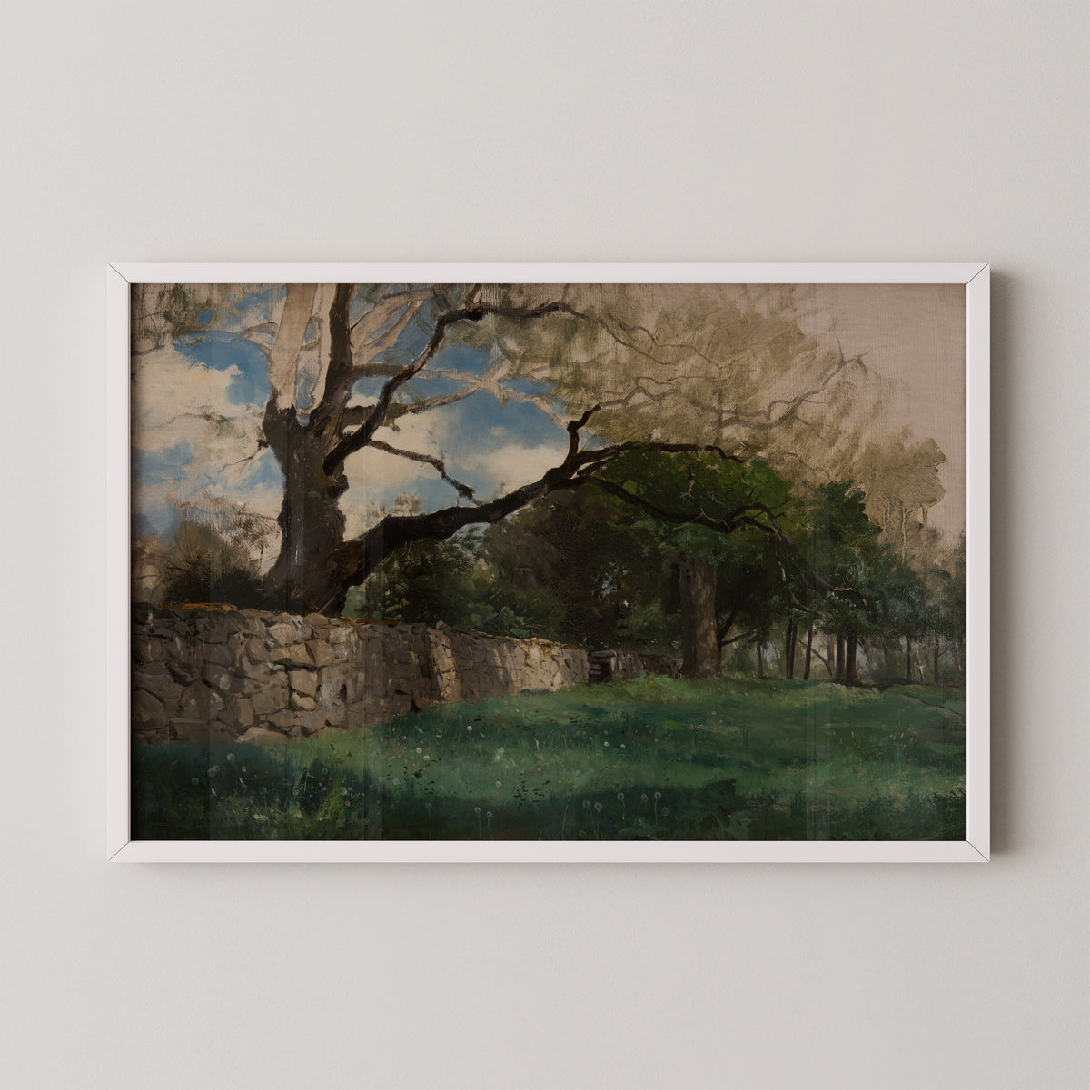 Landscape at Torsebro, near Kristianstad by Gustaf Rydberg, art print in a white frame