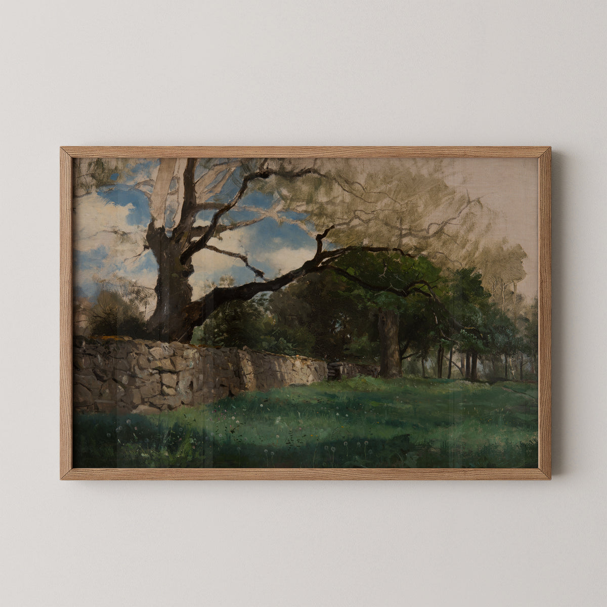 Landscape at Torsebro, near Kristianstad by Gustaf Rydberg, art print in a natural wood frame
