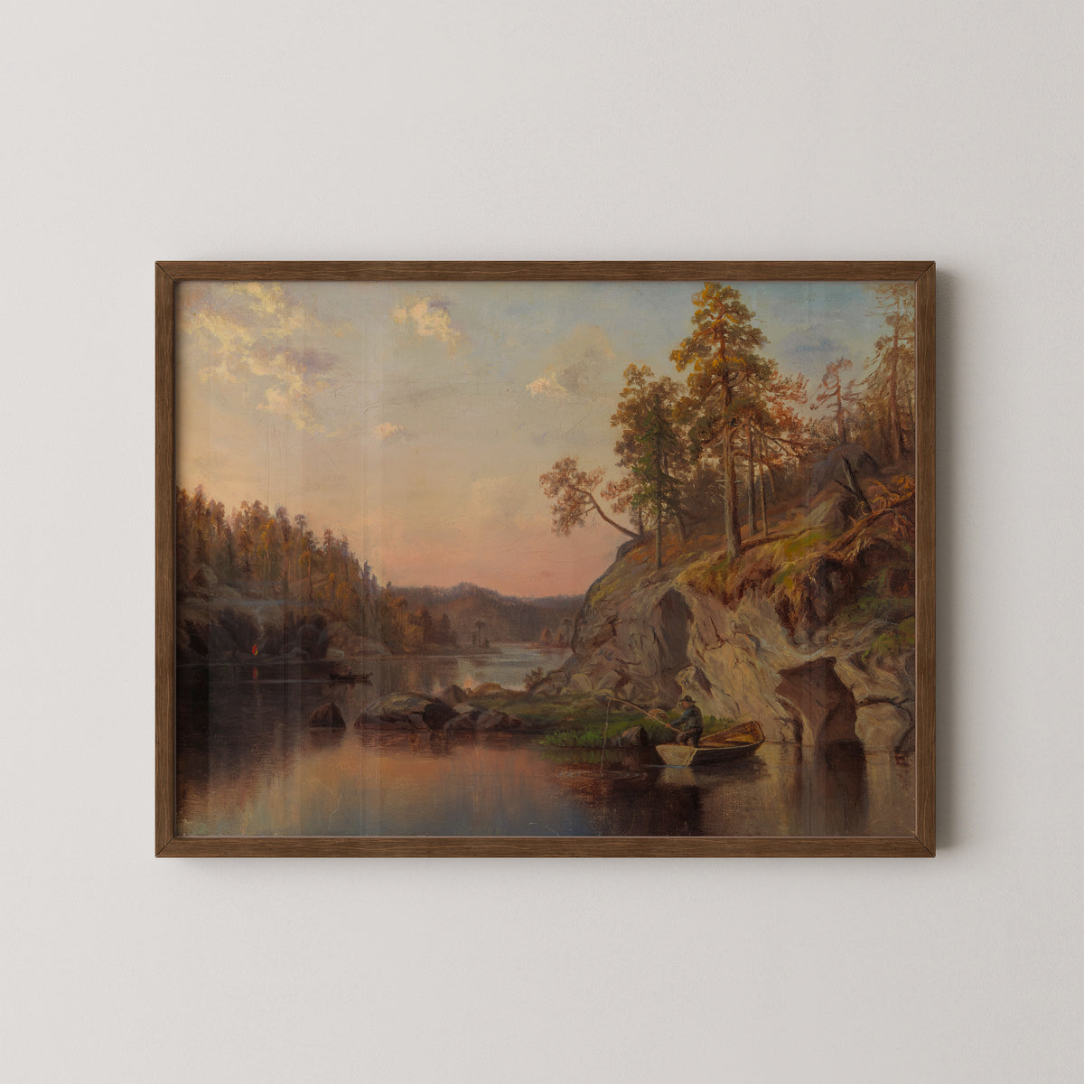 Landscape from Häme by Emma Gyldén, art print in a dark wood frame