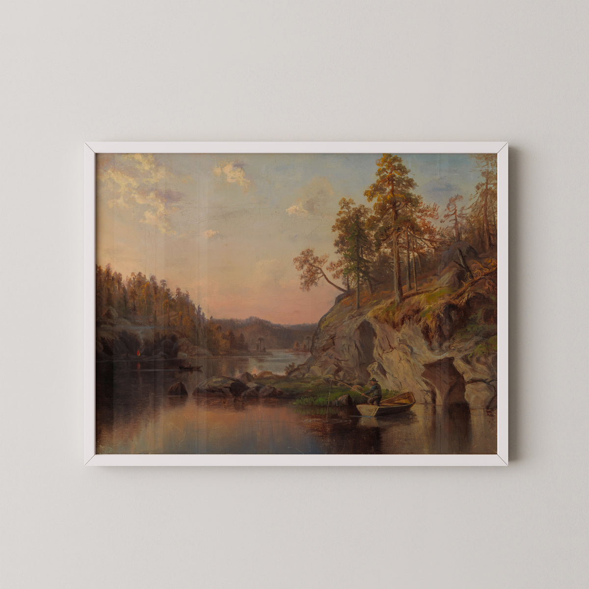 Landscape from Häme by Emma Gyldén, art print in a white frame