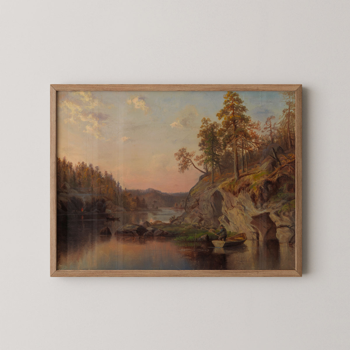 Landscape from Häme by Emma Gyldén, art print in a natural wood frame