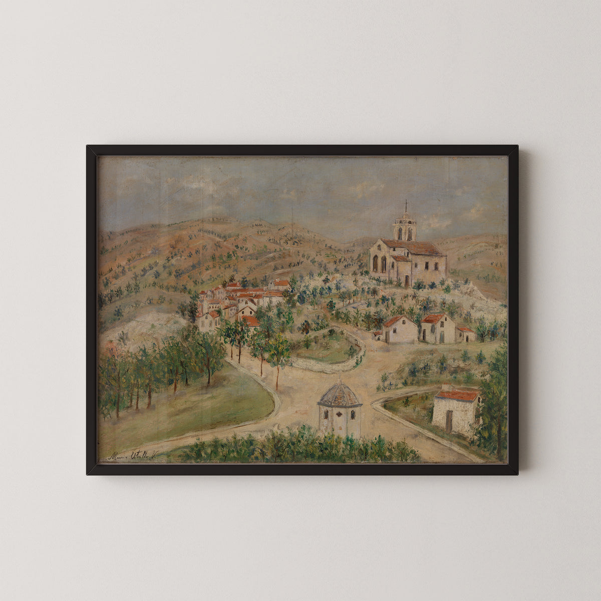 Landscape in Corsica by Maurice Utrillo, art print in a black frame