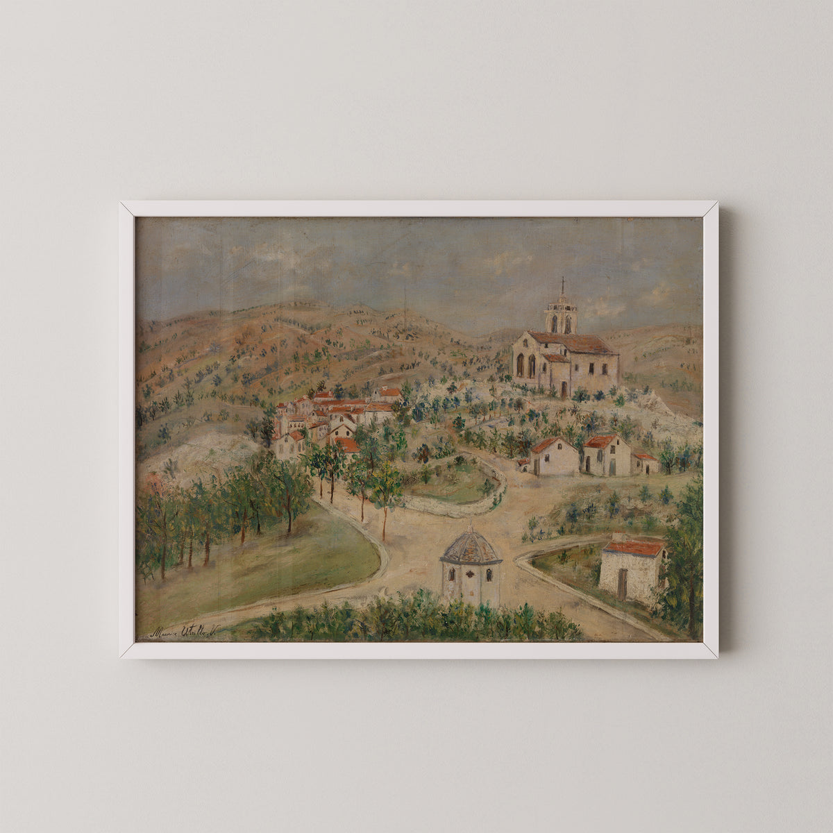Landscape in Corsica by Maurice Utrillo, art print in a white frame