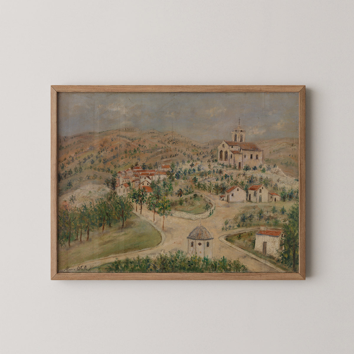 Landscape in Corsica by Maurice Utrillo, art print in a natural wood frame