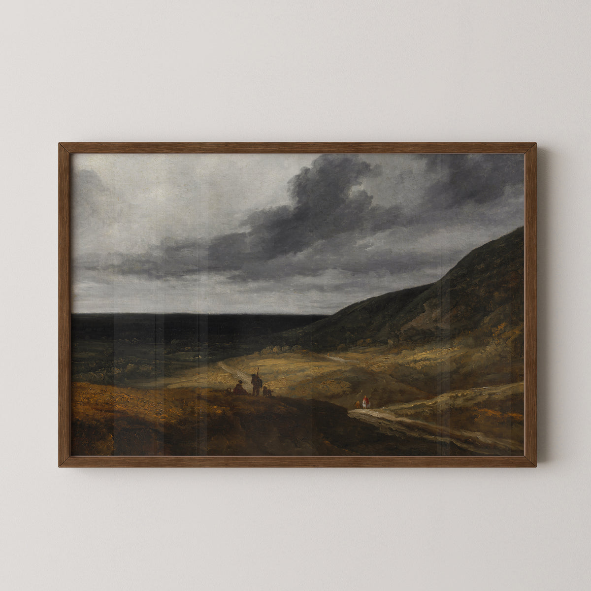 Landscape Near Paris by Georges Michel, art print in a dark wood frame