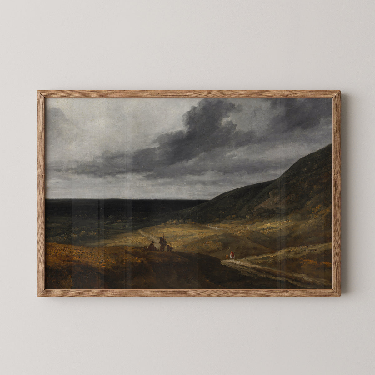 Landscape Near Paris by Georges Michel, art print in a natural wood frame