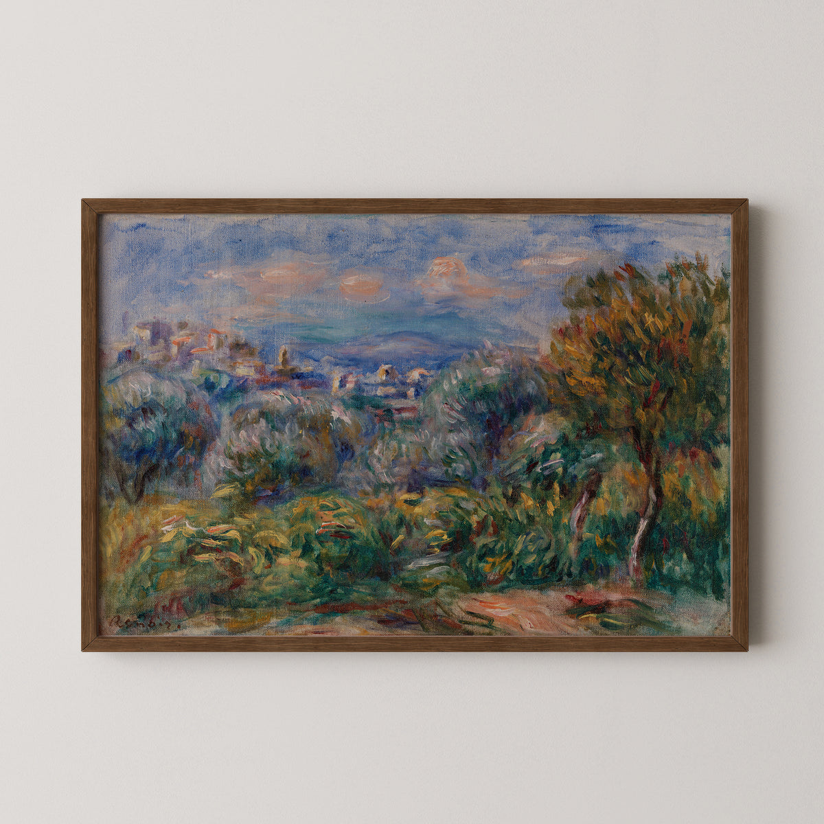 Landscape (Paysage) by Pierre-Auguste Renoir, art print in a dark wood frame