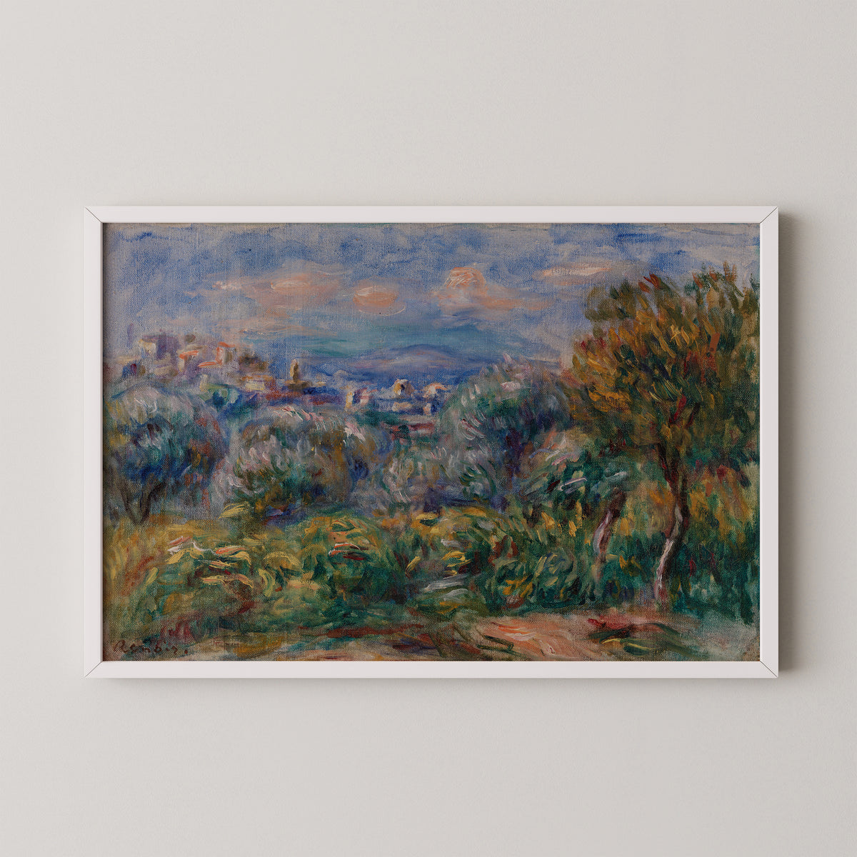 Landscape (Paysage) by Pierre-Auguste Renoir, art print in a white frame