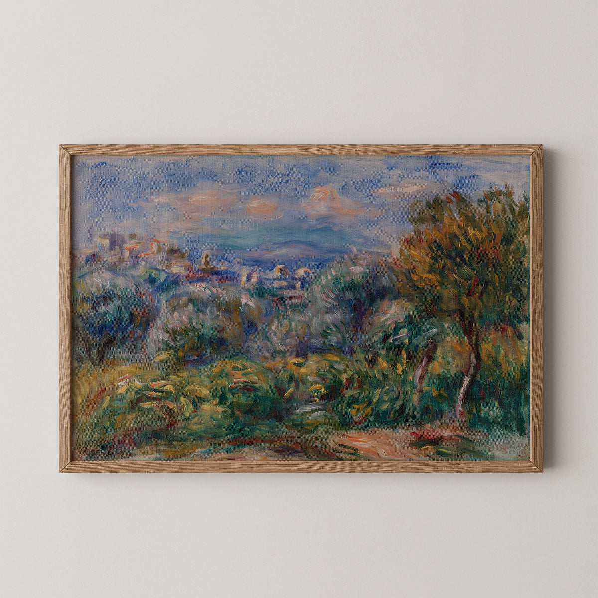 Landscape (Paysage) by Pierre-Auguste Renoir, art print in a natural wood frame