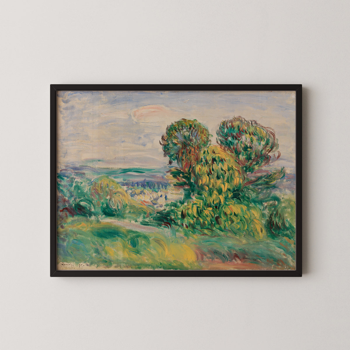 Landscape by Pierre-Auguste Renoir, art print in a black frame