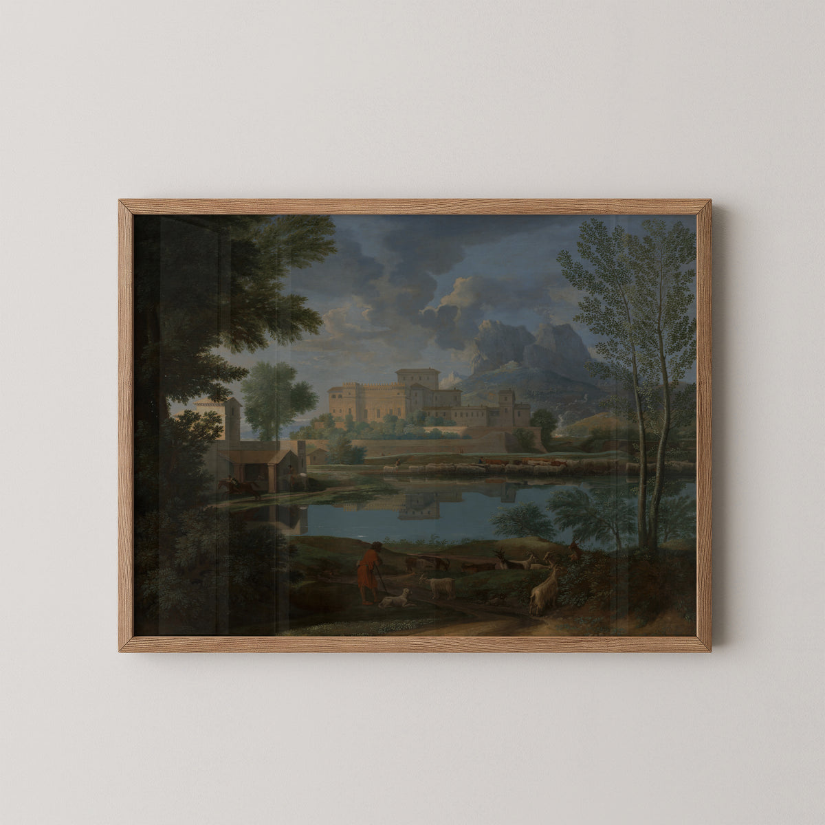 Landscape with a Calm (Un Tem[p]s calme et serein) (97.PA.60) by Nicolas Poussin, art print in a natural wood frame