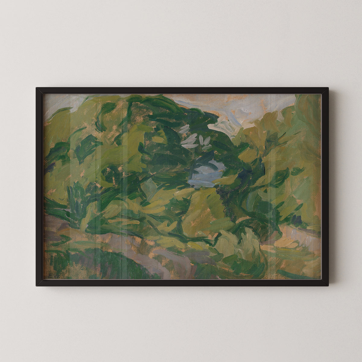 Landscape, Christiansø by Edvard Weie, Danish island landscape art print in a black frame