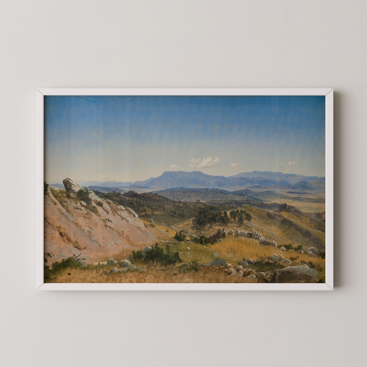 Landskab ved Civitella by P.C. Skovgaard, art print in a white frame