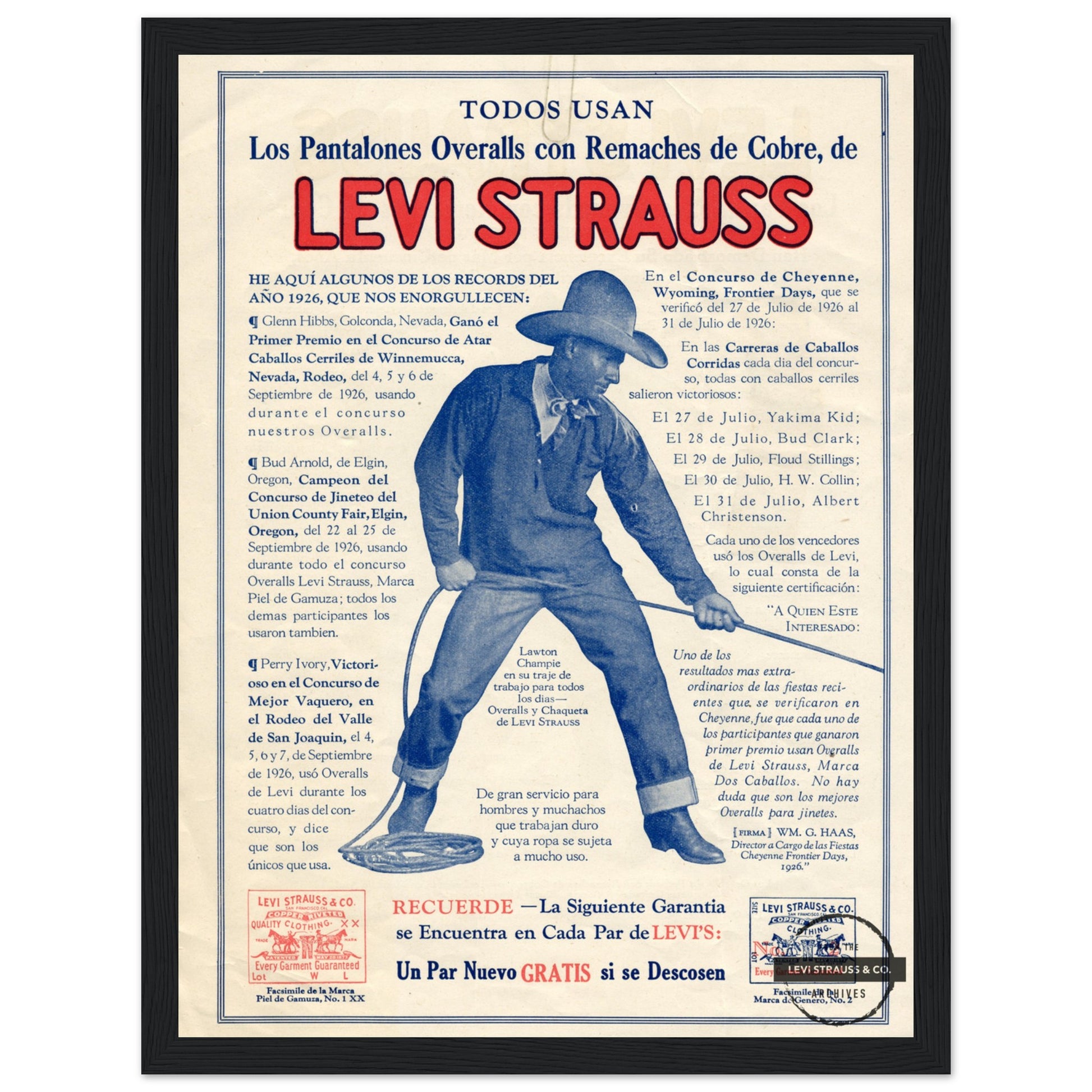 Embrace the spirit of the American West with this Levi’s cowboy poster, inspired by classic denim advertising and vintage Western culture. Featuring rugged cowboy imagery, bold typography, and an iconic Levi’s aesthetic, this vintage Levi’s print is perfect for fans of Americana, denim enthusiasts, collectors of vintage fashion ads, and lovers of rustic Western decor. Whether displayed in a bar, ranch, office, or home, this Levi’s cowboy wall art brings a timeless blend of heritage, craftsmanship, and adven