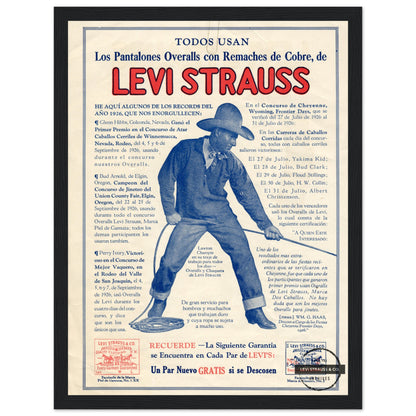 Embrace the spirit of the American West with this Levi’s cowboy poster, inspired by classic denim advertising and vintage Western culture. Featuring rugged cowboy imagery, bold typography, and an iconic Levi’s aesthetic, this vintage Levi’s print is perfect for fans of Americana, denim enthusiasts, collectors of vintage fashion ads, and lovers of rustic Western decor. Whether displayed in a bar, ranch, office, or home, this Levi’s cowboy wall art brings a timeless blend of heritage, craftsmanship, and adven