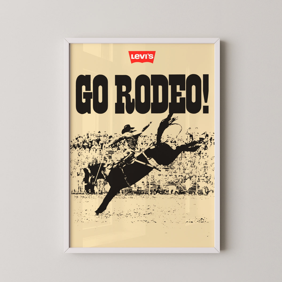 levis rodeo vintage poster – white frame mockup
