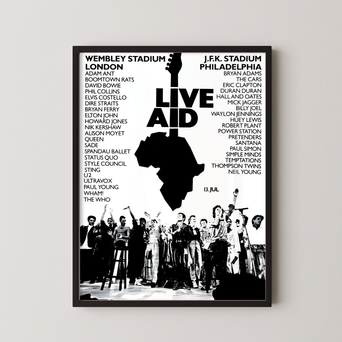 live aid 1985 concert poster – black frame mockup