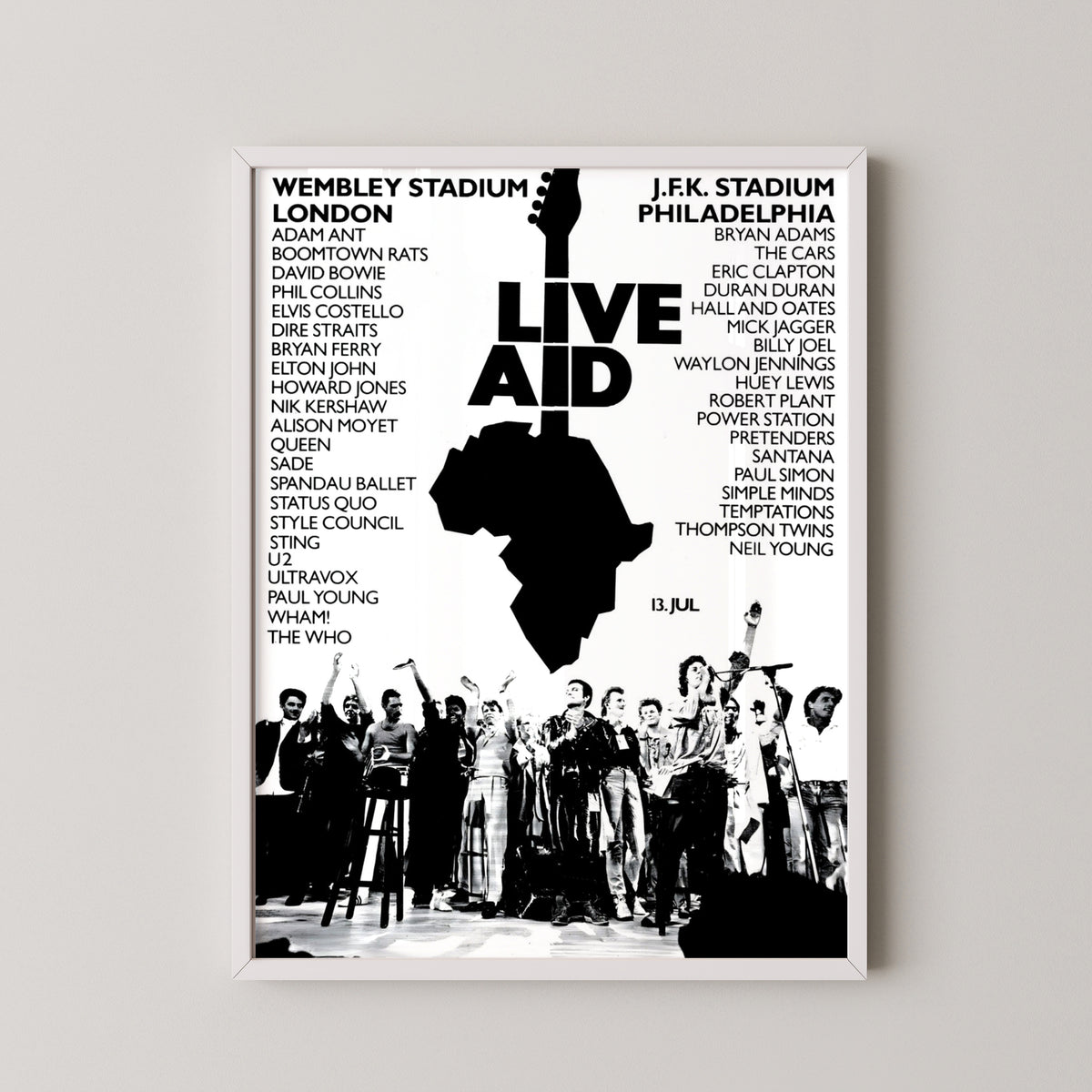 live aid 1985 concert poster – white frame mockup